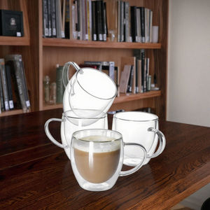 Taza de cerámica de borosilicato alto al por mayor fondo de doble pared personalizado excelente para café frío regalos de negocios clásicos - Product Image 3