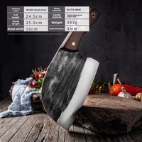 Couteau de boucher serbe forgé à la main, hachoir à viande avec manche ergonomique en bois pour la cuisine