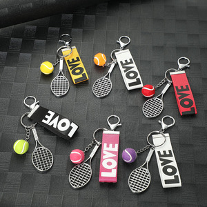 Llavero de metal personalizado para entrenador deportivo, con nombre, dije para bolso, <span class=keywords><strong>mini</strong></span> raqueta de pádel, pelota de tenis, verde, esponjoso - Product Image 6