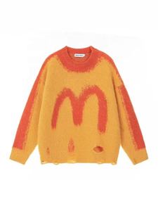 Hipster lâche décontracté polyvalent en détresse petit ami chemise en tricot américain McDonald's M <span class=keywords><strong>pull</strong></span> à col rond pour hommes - Product Image 5