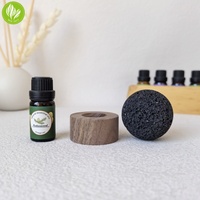 Boule de roche naturelle de lave volcanique Pierre passive Diffuseur de parfum Diffuseur de parfum avec base en bois