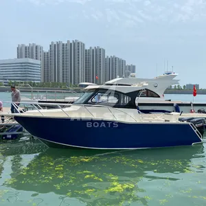 Canadá Popular Luxo Iate 7.5m/25ft Alumínio Streamlined Casco Offshore Barco De Pesca com Motor de Popa