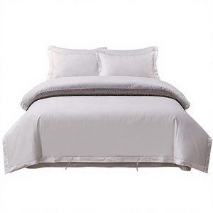 Parure de lit 4 pièces en satin impérial pur coton haute densité, couleur unie, style épuré, teinture réactive, pour hôtels et maisons d'hôtes - Product Image 1