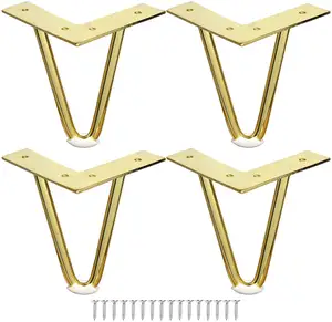 현대 금속 골드 머리핀 다리 5 인치 캐비닛 다리 현대 소파 피트 드레서 TV 스탠드 금속 가구 다리