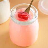 Stoples Puding Kaca Bulat Transparan yang Dapat Digunakan Kembali dengan Tutup 100ml 150ml 200ml 300ml 3oz 7oz 10oz untuk Yogurt Puding Susu Selai