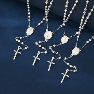 Joyería Religiosa, Collar con Dije de la Virgen de Guadalupe, Rosario, Cruz Benedictina, Collar de Cuentas Cristianas para Oración - Product Image 1