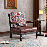 Fauteuil lounge minimaliste moderne à une place, structure en bois, revêtement en tissu, pour salon, salle à manger, maison/hôtel/appartement