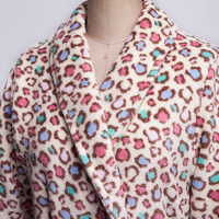 Peignoir en polyester doux à imprimé léopard, col châle, longueur intégrale, robe de chambre pour femme, vêtements d'intérieur, hiver