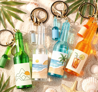 Mini porte-clés transparent mignon en forme de canette de bière ou de vin, breloque personnalisée pour sac, cadeau promotionnel souvenir