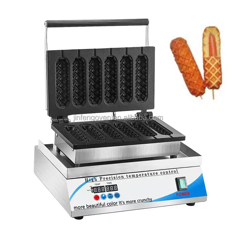 Macchina per waffle per hot dog commerciale elettrica in acciaio inossidabile macchina per cani di mais per muffin francesi