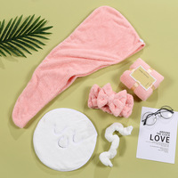 Super épais absorbant salle de bain dame femmes visage masque serviette serviette de bain cheveux secs bonnet 3 pièces saint valentin coffrets cadeaux