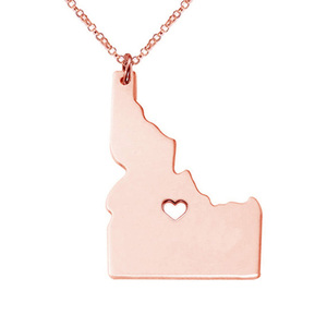 <span class=keywords><strong>USA</strong></span> Idaho State Map Collier America States Hollow Heart Colliers en acier inoxydable Bijoux - Product Image 2