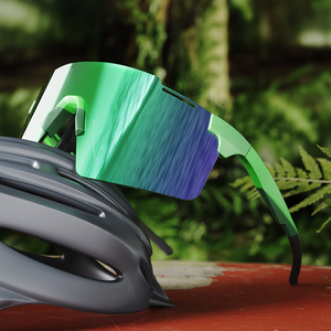 Lunettes de soleil de sport de plein air en gros, logo personnalisé, monture sans cadre pour homme, lentilles en PC, protection UV400, coupe-vent, lunettes de vélo de course - Product Image 4