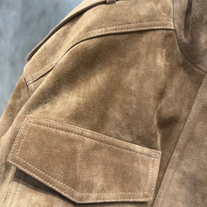 Chaqueta de piel de oveja auténtica con cuello alto y corte oversize, abrigos de gamuza, chaqueta bomber de gamuza para mujer - Product Image 4