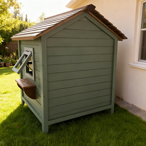 בית כלבים גדול מעץ מלא לחוץ, עמיד למים, מבודד, לכל עונות השנה - Product Image 5