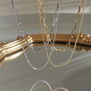 Dylam 18K Gold Plated S925 Silver Vermeil Double Layer Link <b>Bead</b> Jewelry Sterling Silver 925 <b>Large</b> Paperclip Chain Necklace - Product Image 6