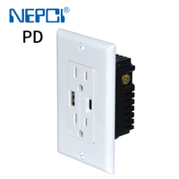 Tomacorriente de Pared USB Empotrado NEPCI con USB-A y USB-C XJY-USB-30-A-AC-PD con Carga Rápida PD