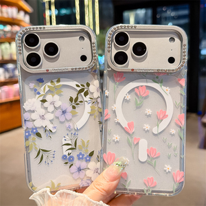 เคสโทรศัพท์กันกระแทก TPU ลายดอกไม้ใส พร้อมแม่เหล็กสำหรับชาร์จไร้สาย สำหรับ iPhone 17 Pro Max 16 15 Pro - Product Image 5