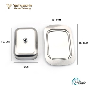 Plato para mantequilla de acero inoxidable con tapa, bandeja rectangular para servir, para uso en la cocina - Product Image 2