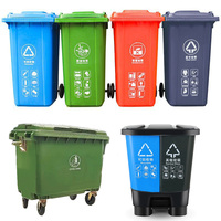 Fabrication en Chine Approvisionnement en extérieur 260L Poubelle verte en plastique recyclé Poubelle à roulettes Poubelle à roulettes