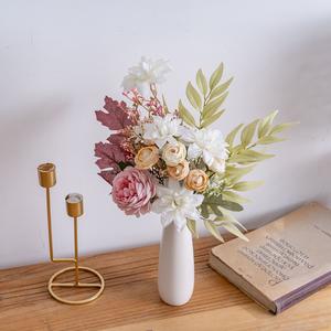 Bouquet di Margherite e Rose Artificiali in Seta <span class=keywords><strong>Viola</strong></span>, Composizione Floreale Sintetica Durevole per Eventi e Scenografie - Product Image 6