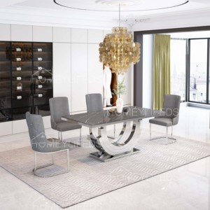 Chất lượng tốt nội thất đồ nội thất bằng thép không gỉ cơ sở 8 chỗ ngồi ghế Bàn Ăn Hiện Đại Bộ - Product Image 6