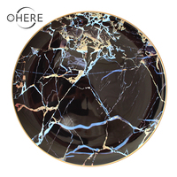Ohere – Ensemble de sous-assiettes de luxe vintage minimalistes en porcelaine fine avec bord doré, écologiques, pour décoration de mariage, 13 pouces, personnalisables, en céramique