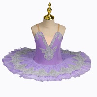 Robe de tutu de ballet romantique pour enfants, cousue à la main, jupe de spectacle, violet lilas, tenue de danse classique
