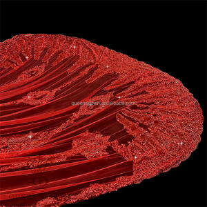 क्वीन्सटाउन लक्जरी एक परत लाल 350 सेमी ब्राइडल घूंघट कैथेड्रल चमकदार अनुक्रमों के साथ शादी का घूंघट - Product Image 5