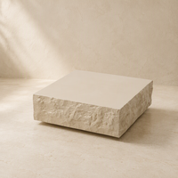 Table basse moderne minimaliste en résine beige peinte, bloc carré imitation pierre, mobilier de salon, hôtel