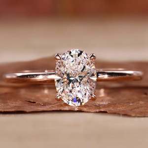 Anello con Diamante Coltivato in Laboratorio Certificato IGI, <span class=keywords><strong>Oro</strong></span> 10K 14K 18K, Taglio Ovale, Anello di Fidanzamento VVS Solitario, Gioiello da Matrimonio per Donne - Product Image 2