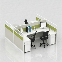 Escritorio de Oficina Modular Moderno con Partición, Muebles de Cubículo en Forma de L para 2-4 Personas