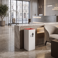 Poubelle de bureau ou de couloir sur pied en fer forgé, à ouverture supérieure, pour espaces publics, sans couvercle