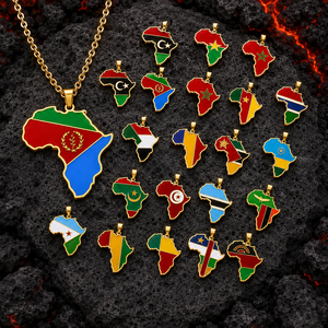 Collier pendentif tendance en forme de carte d'Afrique chrétienne, en acier inoxydable plaqué or 18 carats, bijoux du Ghana, du Nigéria et du Congo, idéal pour les cadeaux. - Product Image 1