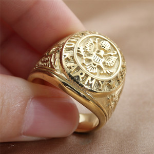 Men's Eagle <b>Ring</b> Titanium Steel Retro Punk Style <b>Silver</b> Gold Color United States Army Design 24046 - Product Image 4