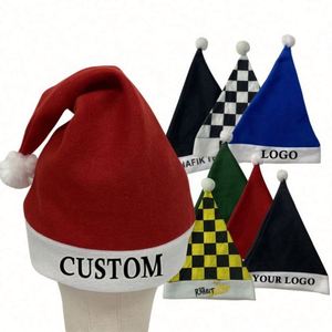 Gorro de Santa Claus con Diseño de Logotipo Personalizado, Bordado, de Fieltro, Terciopelo Grueso, para Adultos y Niños, Opciones Multicolores - Product Image 1