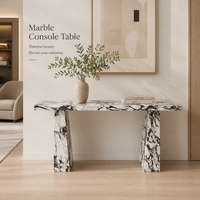 Tables consoles en marbre naturel Calacatta Viola italien de luxe, pieds en marbre pyramidaux faits à la main, meubles d'entrée