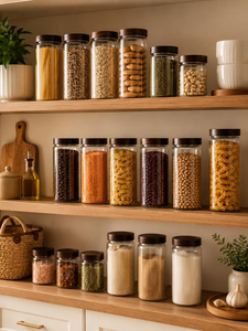 Glass Storage <b>Jar</b> with Acacia Wooden Lid for Coffee, Tea, Sugar, <b>Spice</b>, Nuts - Product Image 3