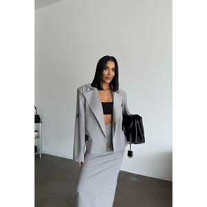 Ensemble veste courte et jupe gris pour femme - Product Image 6