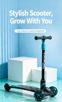Trottinette pliable à 3 roues pour enfant avec hauteur réglable PU-Lit. Roues légères avec roulements ABEC-7 pour les enfants de 3 à 15 ans