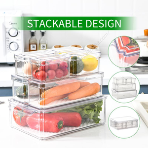 Contenedores Apilables de Plástico PET para Cocina, Cajas de Almacenamiento, Organizadores de Refrigerador, Cajones para Nevera, Organizador de Alimentos, Venta al Por Mayor - Product Image 3