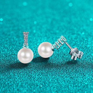 Custom 925 Sterling Silver Fashion Exquisite Micro Inlay Moissanite <b>Earrings</b> Fine Jewelry <b>Pearl</b> Drop <b>Earring</b> for Women Wholesale - Product Image 5