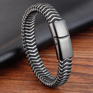 ALIN Cổ Điển Thép Không Gỉ Chính Hãng Da Người Đàn Ông Của Vòng Đeo Tay Handmade Bện Vòng Đeo Tay Pulseras Hombre Đồ Trang Sức - Product Image 2