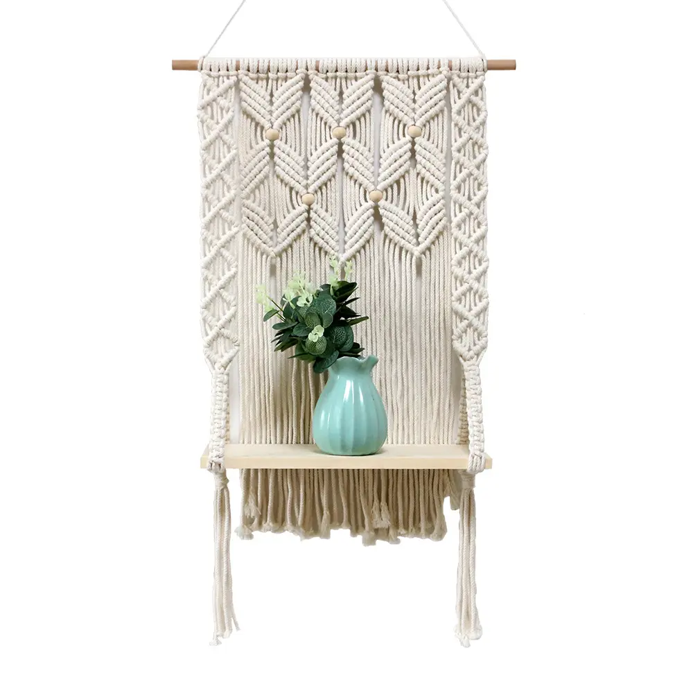 Makramee Wandbehang Regal Indoor Boho Wand dekoration für Schlafzimmer gewebtes Seil Böhmische Regale Makramee Regal Wandbehang für Pflanze