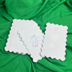 Custom Irregular Edge UV Business Cards - Wedding Invitation Cards with Scalloped Edge & Gift Brands - Product Image 1