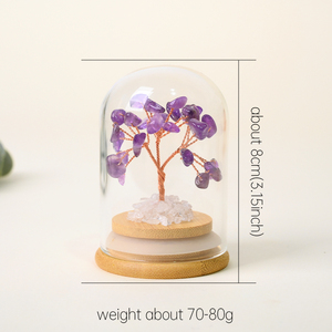 New Design Natural Crystal Healing Stone Craft Mini Crystal Lucky <b>Tree</b> Glass Bell Jar or Decoration - Product Image 4