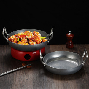 Olla de acero inoxidable Vintage para arroz y marisco, <span class=keywords><strong>Paella</strong></span> para cocinar en casa, platos para aperitivos de Picnic, utensilios de cocina, cacerola, ollas secas con asa - Product Image 2