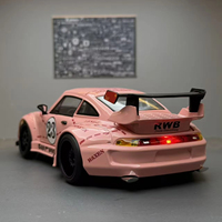 Modèle de voiture miniature en métal 1:24 RWB 993 avec son et lumière, jouet de collection avec télécommande