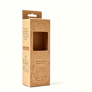 Boîte d'emballage en papier kraft avec fenêtre pour fourchettes en bois jetables, couteau et cuillère en bois biodégradables - Product Image 4