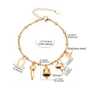 Regalos <span class=keywords><strong>de</strong></span> Navidad <span class=keywords><strong>de</strong></span> alta calidad Chapado en PVD 18 oro <span class=keywords><strong>pulsera</strong></span> <span class=keywords><strong>de</strong></span> acero inoxidable circón borla corazón Jingle Bell encantos <span class=keywords><strong>pulsera</strong></span> Mujer - Product Image 5